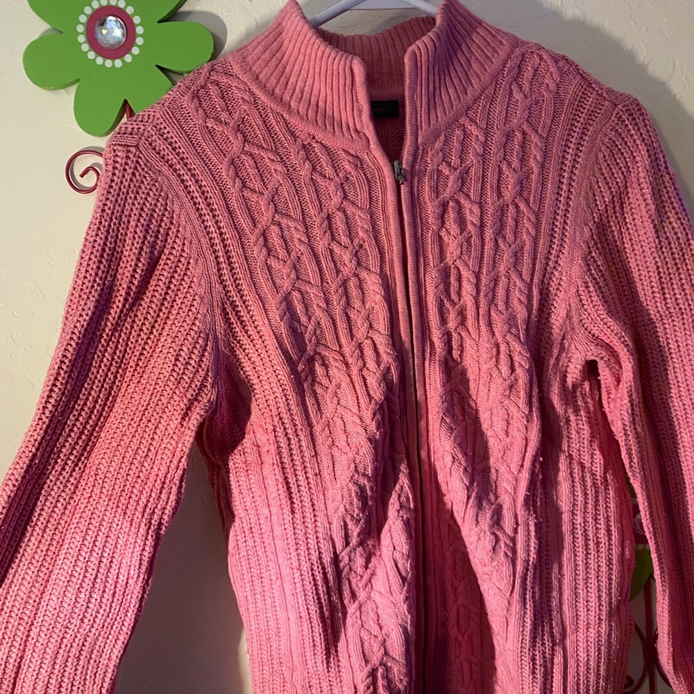 Pink Knit Zip Up Sweater 💕💗 by Amber Sun